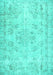 Machine Washable Abstract Turquoise Contemporary Area Rugs, wshcon1016turq
