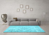 Machine Washable Abstract Light Blue Contemporary Rug, wshcon1016lblu