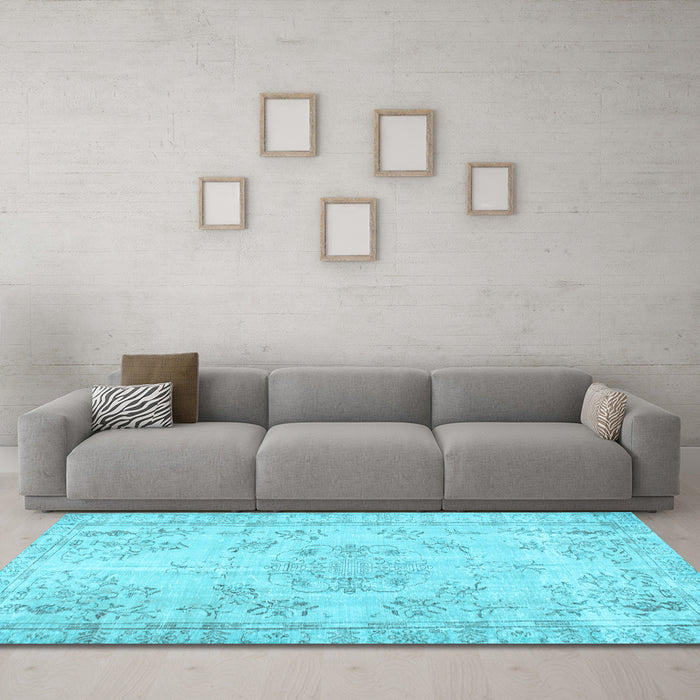 Machine Washable Abstract Light Blue Contemporary Rug in a Living Room, wshcon1016lblu