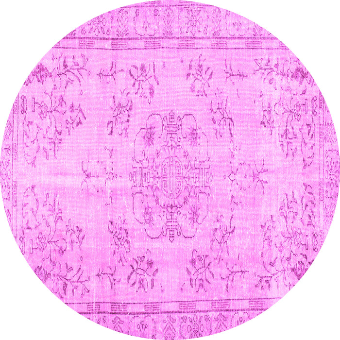 Round Abstract Pink Contemporary Rug, con1016pnk