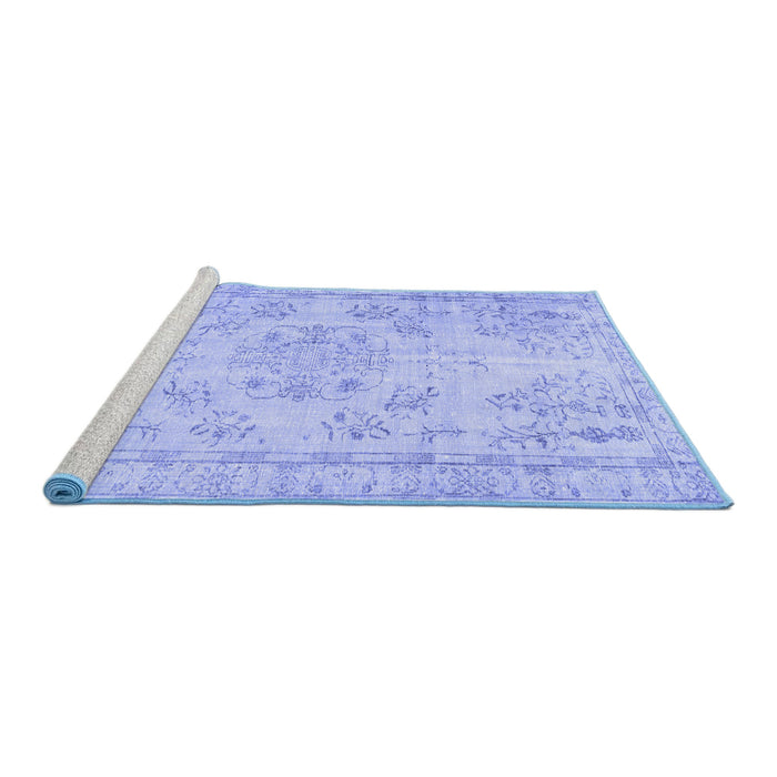 Sideview of Machine Washable Abstract Blue Contemporary Rug, wshcon1016blu