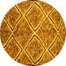 Round Abstract Yellow Contemporary Rug, con1017yw