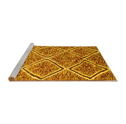 Sideview of Machine Washable Abstract Yellow Contemporary Rug, wshcon1017yw