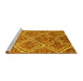 Sideview of Machine Washable Abstract Yellow Contemporary Rug, wshcon1017yw