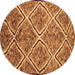 Round Machine Washable Abstract Brown Contemporary Rug, wshcon1017brn