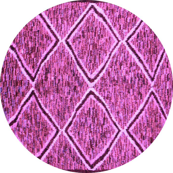 Round Abstract Purple Contemporary Rug, con1017pur