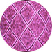 Round Abstract Purple Contemporary Rug, con1017pur