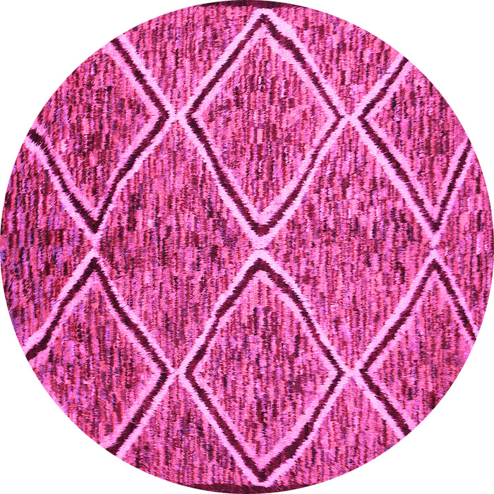 Round Abstract Pink Contemporary Rug, con1017pnk