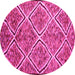 Round Abstract Pink Contemporary Rug, con1017pnk