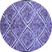 Round Machine Washable Abstract Blue Contemporary Rug, wshcon1017blu