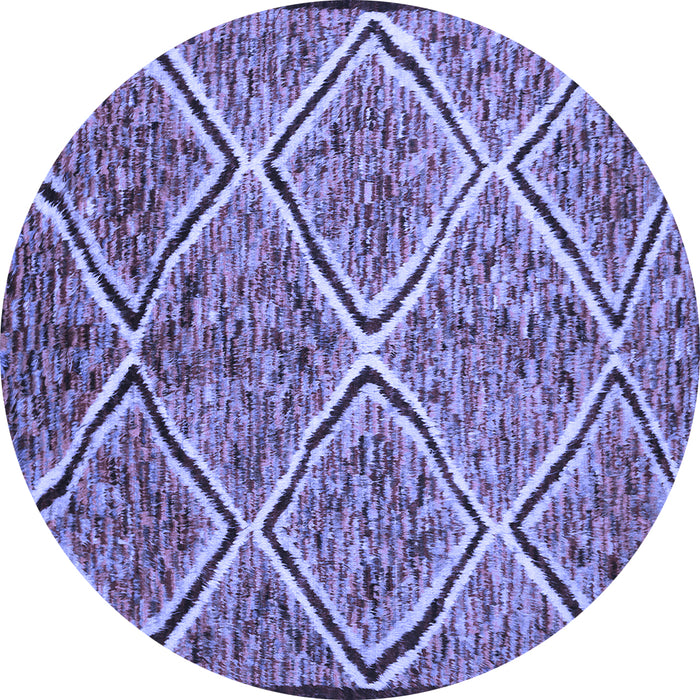 Round Abstract Blue Contemporary Rug, con1017blu
