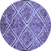 Round Abstract Blue Contemporary Rug, con1017blu