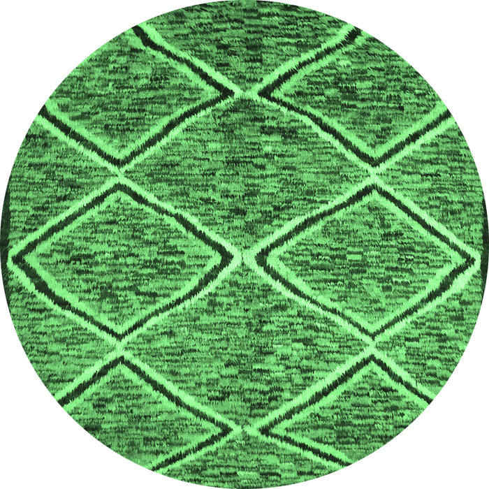 Round Abstract Emerald Green Contemporary Rug, con1017emgrn