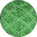 Round Abstract Emerald Green Contemporary Rug, con1017emgrn