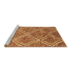 Sideview of Machine Washable Abstract Brown Contemporary Rug, wshcon1017brn