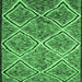 Square Machine Washable Abstract Emerald Green Contemporary Area Rugs, wshcon1017emgrn