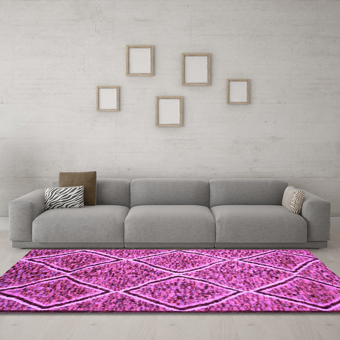 Machine Washable Abstract Purple Contemporary Area Rugs in a Living Room, wshcon1017pur