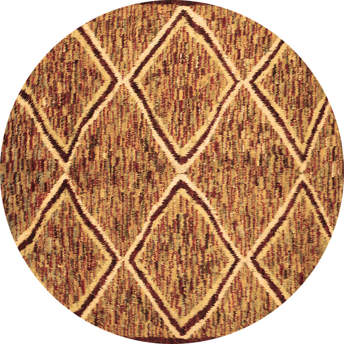 Round Abstract Brown Contemporary Rug, con1017brn