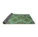 Sideview of Abstract Turquoise Contemporary Rug, con1017turq