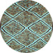 Round Machine Washable Abstract Light Blue Contemporary Rug, wshcon1017lblu