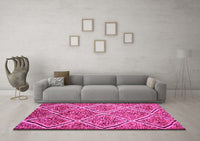 Machine Washable Abstract Pink Contemporary Rug, wshcon1017pnk