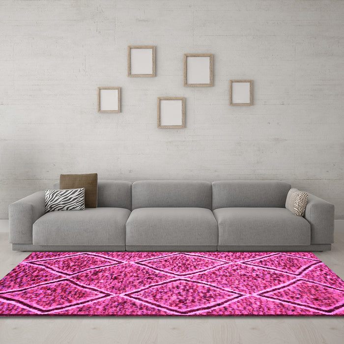 Machine Washable Abstract Pink Contemporary Rug in a Living Room, wshcon1017pnk