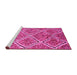 Sideview of Machine Washable Abstract Pink Contemporary Rug, wshcon1017pnk