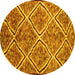 Round Machine Washable Abstract Yellow Contemporary Rug, wshcon1017yw