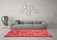 Machine Washable Abstract Red Contemporary Rug, wshcon1017red