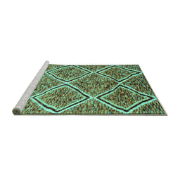 Sideview of Machine Washable Abstract Turquoise Contemporary Area Rugs, wshcon1017turq