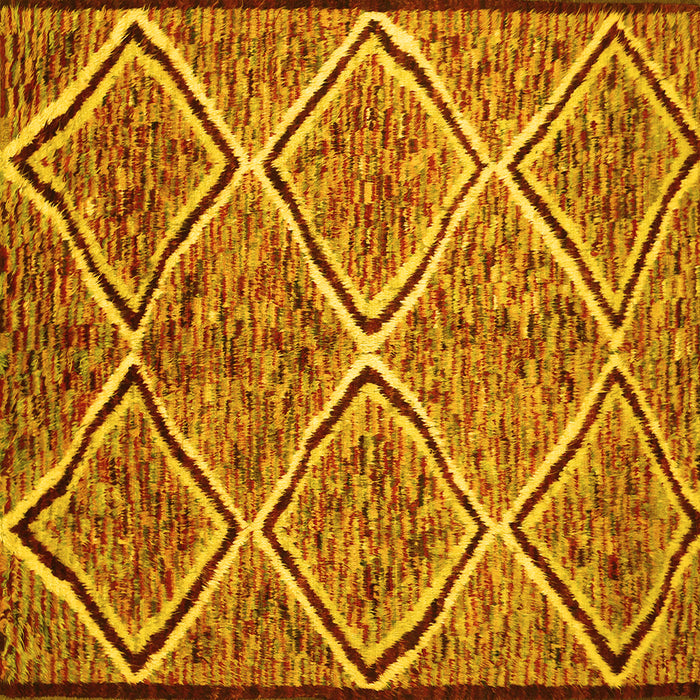 Square Machine Washable Abstract Yellow Contemporary Rug, wshcon1017yw