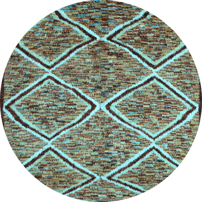 Round Abstract Light Blue Contemporary Rug, con1017lblu