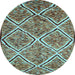 Round Abstract Light Blue Contemporary Rug, con1017lblu