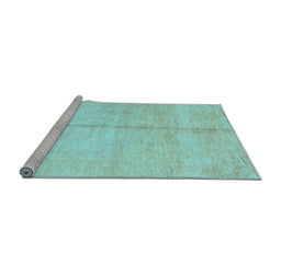 Sideview of Machine Washable Abstract Light Blue Contemporary Rug, wshcon1018lblu
