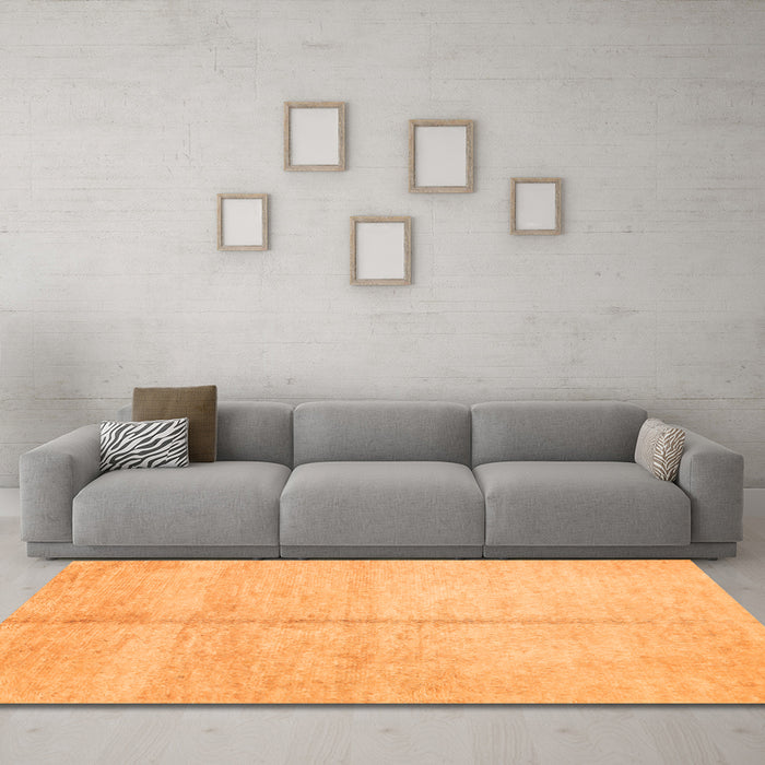 Machine Washable Abstract Orange Contemporary Area Rugs in a Living Room, wshcon1018org