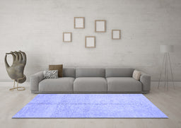Machine Washable Abstract Blue Contemporary Rug in a Living Room, wshcon1018blu