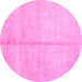 Round Abstract Pink Contemporary Rug, con1018pnk