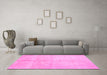 Machine Washable Abstract Pink Contemporary Rug in a Living Room, wshcon1018pnk