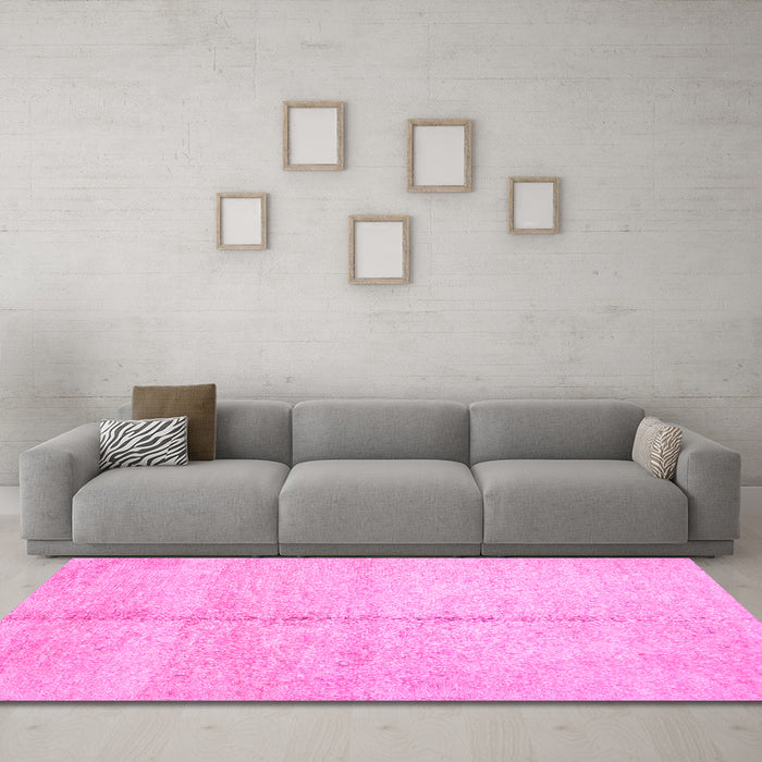Machine Washable Abstract Pink Contemporary Rug in a Living Room, wshcon1018pnk