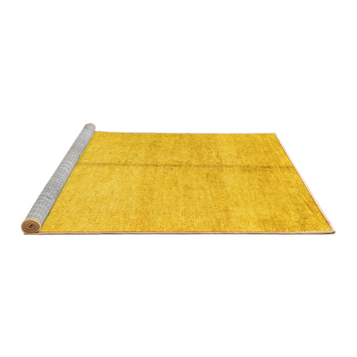 Sideview of Machine Washable Abstract Yellow Contemporary Rug, wshcon1018yw