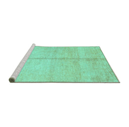Sideview of Machine Washable Abstract Turquoise Contemporary Area Rugs, wshcon1018turq