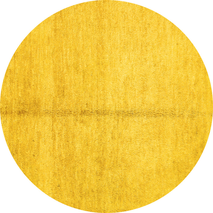 Round Machine Washable Abstract Yellow Contemporary Rug, wshcon1018yw