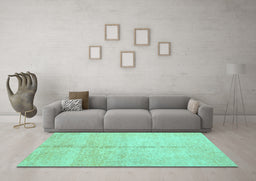 Machine Washable Abstract Turquoise Contemporary Area Rugs in a Living Room,, wshcon1018turq