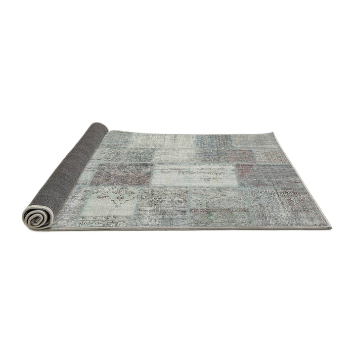 Thickness of Contemporary Gunmetal Gray Patchwork Rug, con1019