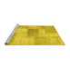 Sideview of Machine Washable Patchwork Yellow Transitional Rug, wshcon1019yw