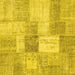 Square Machine Washable Patchwork Yellow Transitional Rug, wshcon1019yw