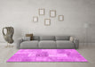 Machine Washable Patchwork Pink Transitional Rug in a Living Room, wshcon1019pnk