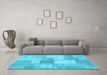 Machine Washable Patchwork Light Blue Transitional Rug in a Living Room, wshcon1019lblu