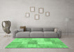 Machine Washable Patchwork Emerald Green Transitional Area Rugs in a Living Room,, wshcon1019emgrn