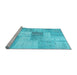 Sideview of Machine Washable Patchwork Light Blue Transitional Rug, wshcon1019lblu